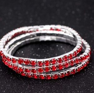 Stackable Red Rhinestone Bracelets